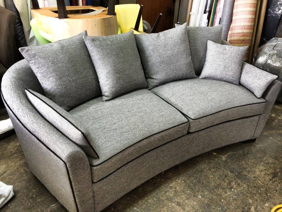 Grey upholstery with contrasting piping